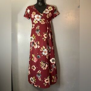 LA Gypsy Floral Maxi Dress in Burgundy